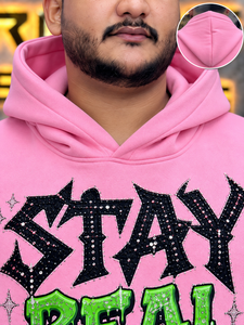 Custom Mens <b>Pink</b> Pullover Hoodie Oversized Streetwear logo Graphic Fleece <b>Sweatshirt</b> Heavyweight Winter Top custom Label OEM - Product Image 5