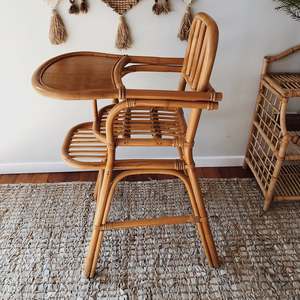 Chaise haute pour bébé en rotin naturel, nouveau design, prix le plus bas, pour nourrir les bébés, les enfants et les tout-petits - Product Image 6