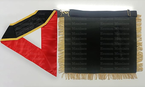 Nouveau style de design Tablier de maître maçon de la franc-maçonnerie avec broderie argentée, épingle de sûreté, franges en cuir d'agneau et métal écologique - Product Image 2
