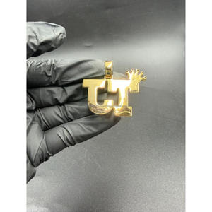 Custom <b>Initial</b> Crown <b>Pendant</b> Iced Out Lab Grown Diamond Hip Hop Necklace Gold Bling Chain Gift - Product Image 3