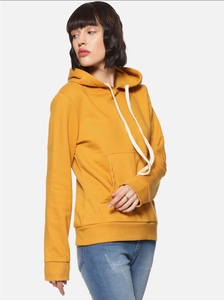 Sudadera con Capucha para Mujer, Color Mostaza, Manga Larga, Tejido de Punto, Estilo Casual, 100% Algodón, Estilo Otoñal, Transpirable, con Bolsillos - Product Image 4