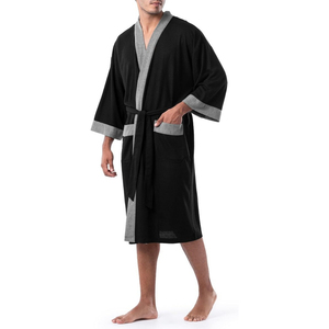 Men's 100% Cotton <b>Bathrobe</b> Comfortable <b>Hooded</b> and Longer Soft - Product Image 3