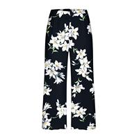 Pantalon large pour femme, taille haute élastique, respirant, infroissable, écologique, tricoté, longueur cheville, motif floral, coupe ample
