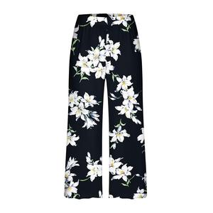 <b>Women's</b> High Waist Elastic Waist Breathable Eco-Friendly Ankle-Length Wide Leg Pants Floral Pattern Loose Fit Elegant Spring - Product Image 4