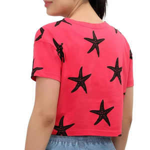 Servicio ODM al por Mayor, Último Diseño, Camisetas Cortas de Algodón 100% Elásticas para Mujer, Camisetas Cortas para Mujer - Product Image 4
