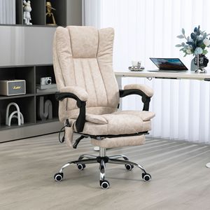 Sedia da Ufficio Contemporanea Bianco Crema con Poggiapiedi Regolabile a 6 Punti, Schienale Alto Reclinabile, Funzioni di Massaggio Termico per Dirigenti - Product Image 3