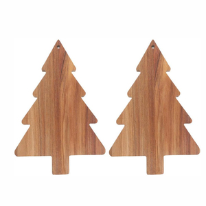 Plateau de service en bois en forme de sapin de Noël, plateau à collations rustique multi-usages avec sections divisées pour fromage, noix et viande - Product Image 1