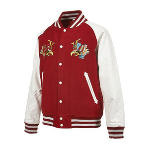 Veste universitaire rouge et blanche pour homme, logo d'aigle brodé, style preppy, col rabattu, coupe classique, vêtement d'automne - Product Image 2