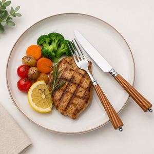 Juego de Cubiertos de Acero Inoxidable de Calidad Deluxe con Mangos de Madera Hechos a Mano, Cubiertos Modernos con Acabado Espejo para una Cena Elegante en Casa - Product Image 2