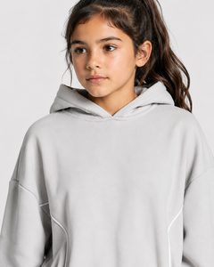 Ensemble de survêtement gris personnalisé pour filles, survêtement en polaire surdimensionné pour enfants, ensemble sweat à capuche et pantalon de jogging pour filles, survêtement décontracté pour enfants - Product Image 5