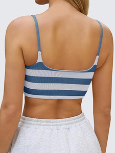 Women Knitted Solid Color Halter Neck Crop Tank <b>Top</b> Casual Style Green - Product Image 2