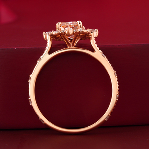 แหวนเพชรเม็ดเดี่ยวสีส้มแดง 1.30 กะรัต VVS2 ฝังแบบหนามเตย ทองคำแท้ 14K - Product Image 3