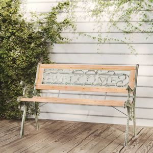 Banc de jardin en bois de sapin massif de 48 pouces, banc de patio en bois noir avec accents en fer forgé et en PVC - Product Image 1