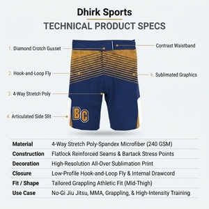 MMA Fight <b>Shorts</b> for Men 4-Way Stretch Microfiber Sublimated BJJ <b>Grappling</b> Board <b>Shorts</b>-Wholesale OEM Size XXL All Seasons - Product Image 5