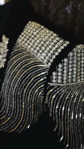 Men’s Black Embellished Blazer with Crystal Fringe & Beaded Design | Designer Wedding Party Tuxedo Jacket - Product Image 5