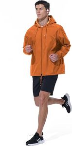 Chaqueta Cortavientos Naranja para Hombre, Cierre de Cremallera, Estilo Casual, Impermeable, Exterior de Cuero Genuino, Secado Rápido, Transpirable, Invierno - Product Image 3