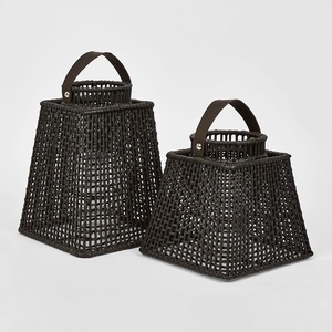 Black <b>rattan</b> <b>lanterns</b> candle tealight holder hurricanes best selling <b>lantern</b> for holding candles - Product Image 4