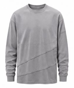 เสื้อสเวตเชิ้ตแขนยาวคอกลมสีเทาสำหรับผู้ชาย ทรงปกติ สวมใส่สบาย ผ้าถัก สีพื้น 100% ผ้าฝ้าย เหมาะสำหรับฤดูหนาว แห้งเร็ว - Product Image 2