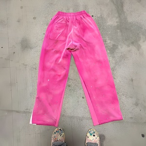Pantalon de jogging noir personnalisé pour homme, effet délavé, avec logo imprimé délavé au soleil, patchwork, style streetwear, collection printemps, en coton - Product Image 6