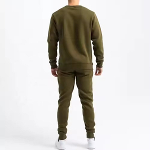 Ensemble de survêtement blanc uni à col rond et pantalon à cordon de serrage pour homme – Idéal pour la course, la gym, l'hiver et le style décontracté urbain - Product Image 2