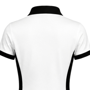 Women White Shirt <b>Dress</b> with <b>Black</b> Collar Cuffs and Side Stripes Embroidered Crest Short Sleeve Casual Uniform <b>Dress</b> - Product Image 5