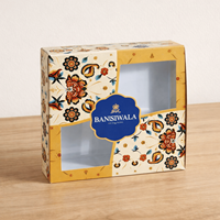Boîte cadeau pour pâtisserie artisanale avec fenêtre transparente |   Boîte d'emballage en papier imprimé pour pâtisseries sucrées, biscuits et petits cadeaux