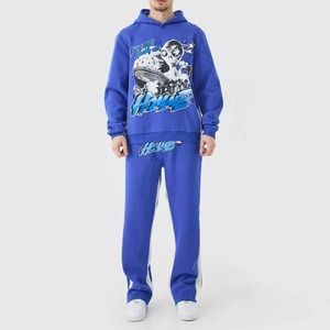Unisex Winter Eco-friendly Polyester/Cotton Hooded Printed Two-Pieces Casual Solid Color <b>Tracksuit</b> Sportswear Set DTG Print Hood - Product Image 1
