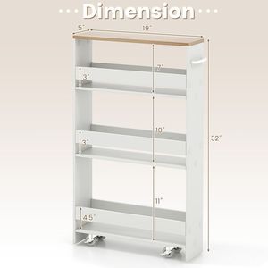Carrello di Servizio Mobile Stretto con Ripiani Aperti per Cucina, Bagno e Soggiorno - Product Image 6