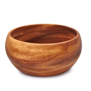 High Quality Wooden Round <b>Large</b> Vegetable Salad Dough Mixing Serving <b>Bowl</b> Set - Product Image 5