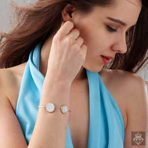 PRAO Anti-Tarnish <b>Fine</b> <b>Bangle</b> Bracelet Precious Stone Jewelry - Product Image 2