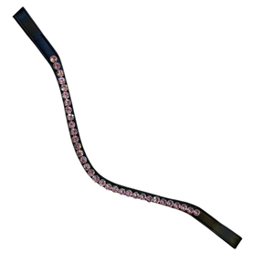 Luxury Pink Crystal Dressage Horse Browband Genuine Leather Curved Bling Browband Premium <b>Equestrian</b> Tack OEM ODM - Product Image 1