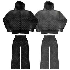 Ensemble de survêtement décontracté à capuche pour garçons, motif à pois, manches longues, fermeture éclair, sweat-shirt et pantalon en polyester, vêtements d'automne pour enfants - Product Image 5