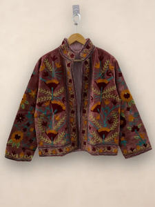MM Artisan Handcrafted Eco-Friendly Suzani Embroidered <b>Velvet</b> Digital Printed Vintage Thick Long Pullover <b>Jacket</b> Bohemian <b>Women</b> - Product Image 1
