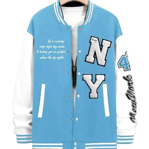 Nueva Chaqueta Varsity con Logotipo Bordado de Moda para Hombre, Chaquetas de Béisbol con Cuero, Chaqueta Universitaria de Béisbol para Hombre - Product Image 1