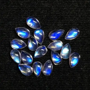 Haute qualité 5x8mm naturel arc-en-ciel pierre de lune poire Flatback Cabochon lâche Semi précieux pierres précieuses bijoux fournisseur indien - Product Image 1