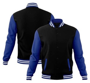 เสื้อแจ็คเก็ตเบสบอลผู้ชายแบบกำหนดเอง ผ้าฝ้ายระบายอากาศ ปักลาย  แบบลำลอง  ผ้าฟลีซ  แบบ Letterman Varsity - Product Image 1