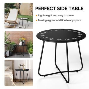 Tavolino da Esterno Resistente alle Intemperie con Intagli Floreali, Tavolino in Acciaio per Patio, Giardino, Balcone, Arredamento in Plastica PP - Product Image 6