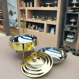 Luxury Lattice Chafing Dish Set Stainless Steel <b>Buffet</b> Warmer Pillar Lid Holder Gold Silver Black White Hotel <b>Server</b> - Product Image 2