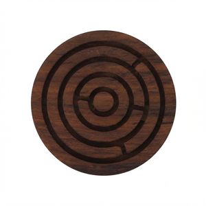 Rompecabezas de laberinto circular de madera hecho a mano con caminos intrincados para un juego de entrenamiento cerebral estimulante para el disfrute familiar - Product Image 2