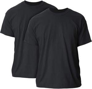 T-shirt à manches courtes pour homme, col rond, coupe classique, couleur unie, décontracté, jersey de coton tricoté, noir - Product Image 3