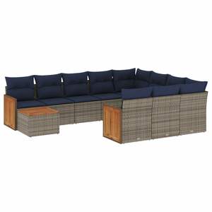 Grey Poly Rattan Garden <b>Sofa</b> <b>Set</b> With Cushions Outdoor Furniture Contemporary Design - Product Image 4