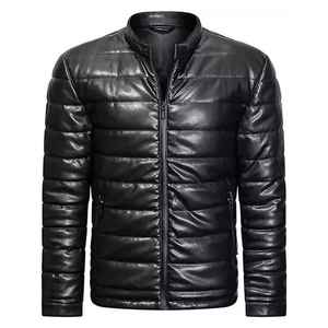 Veste matelassée en cuir véritable pour homme, veste légère d'hiver, de haute qualité, personnalisée, brodée, neuve - Product Image 1