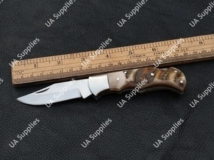 Cuchillo Plegable de Acero Inoxidable Forjado a Mano Personalizado, Mango de Cuerno de Jabalí, Afilado como una Navaja, 58 HRC, Cuchillo Plegable Táctico Profesional para Camping - Product Image 5