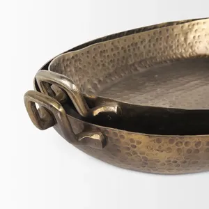 Plateau de service suspendu en aluminium fait main, style boutique de luxe, élégant, artisanal, design zen asiatique, plateau de table basse haut de gamme - Product Image 3