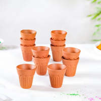Tasse en terre cuite rouge/orange 60 ml, jetable, tendance 2024, pour thé et café, style tribal indien, couleur terre cuite