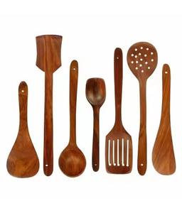 Cuillère de service élégante en bois, outil de cuisine naturel fait à la main pour remuer, mélanger le riz, le curry, la soupe, la salade - Product Image 4