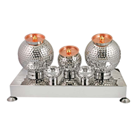 Chauffe-plat triple en acier inoxydable de qualité alimentaire, avec poignée en laiton design, deux bols, portable, pour buffet traditionnel