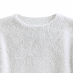 Women's Chunky Knit Sweater Soft Cat Feather Effect Mossi <b>Yarn</b> Pullover Crew Neck Relaxed Fit | OEM ODM Manufacturer Bangladesh - Product Image 4