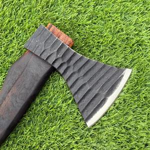 Hand-Forged Industrial High Carbon Steel <b>Axe</b> Custom OEM Ashwood <b>Handle</b> Bearded Hatchet Leather Sheath Camping Bushcraft - Product Image 5