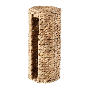 Panier porte-papier toilette en jacinthe d'eau naturelle fait main avec couvercle, bac de rangement en osier pour la décoration de la salle de bain - Product Image 2
